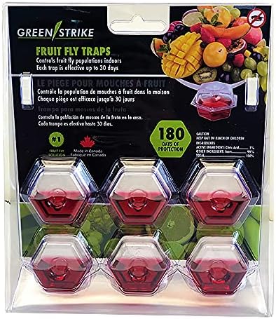 BEAPCO 10036 אדום 6-חבילות פרימיום פרי זבוב 6 טסות מלכודת מלאות מראש בתוך הבית | יעיל ובטוח לשימוש | פיתוי/לוכד פיתיון מבוסס מזון